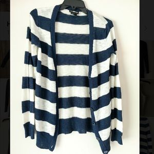 Casual Navy and White Cardigan